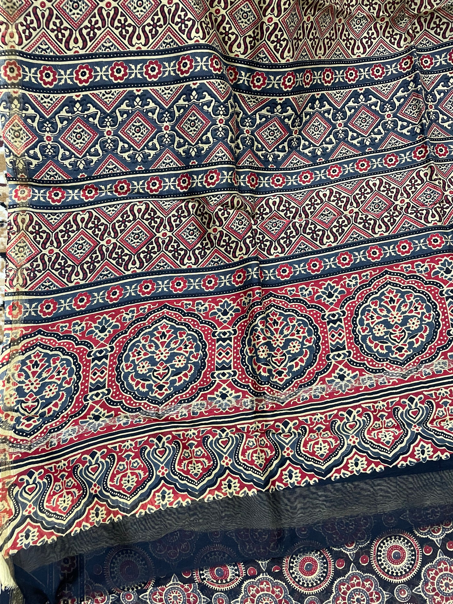 Black Ajrakh Chanderi Silk Cotton