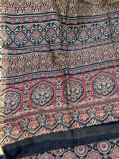 Black Ajrakh Chanderi Silk Cotton