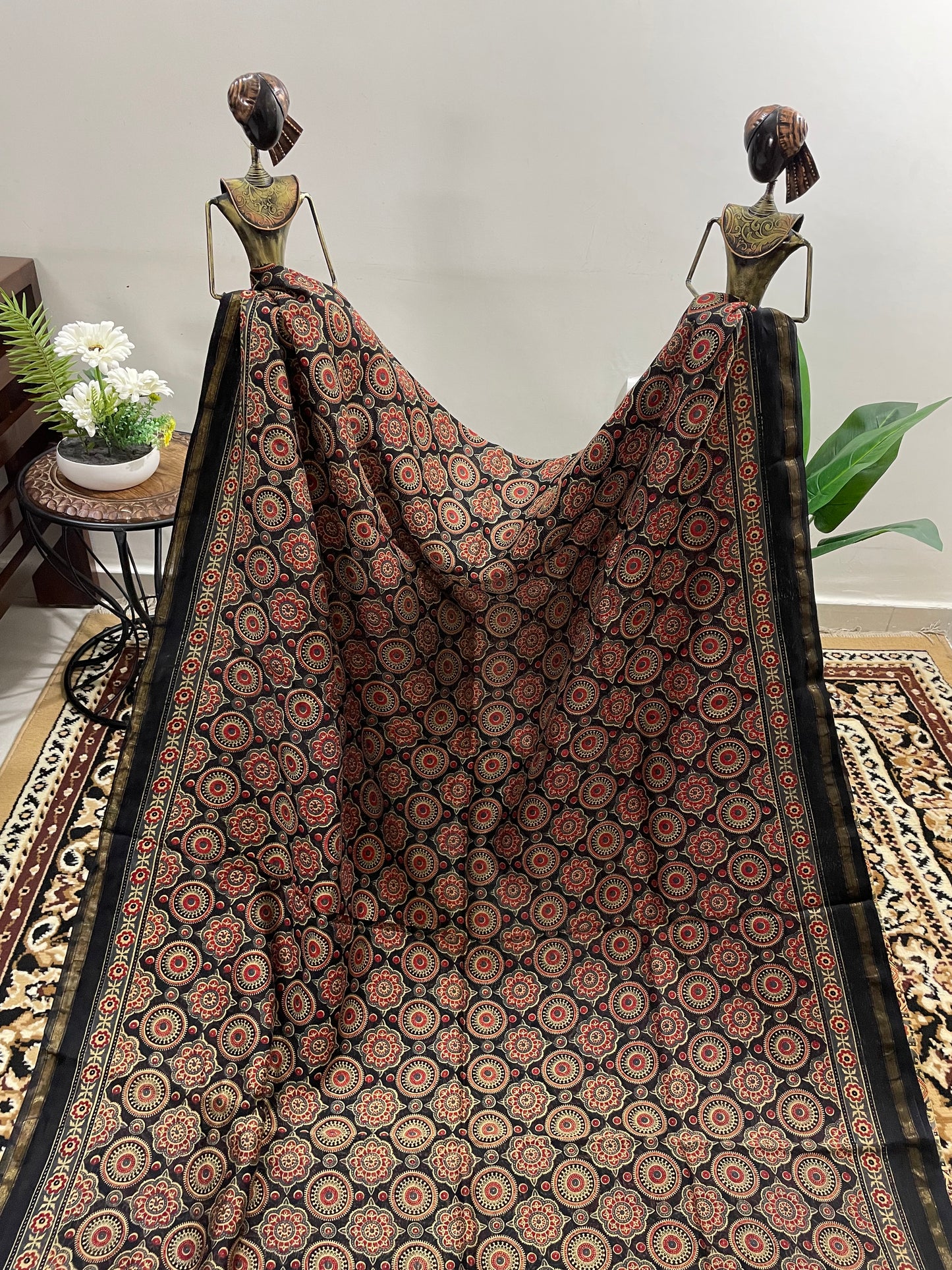 Black Ajrakh Chanderi Silk Cotton