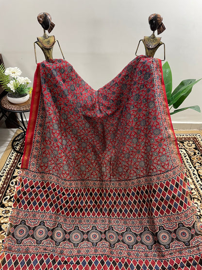 Red Ajrakh Chanderi Silk Cotton