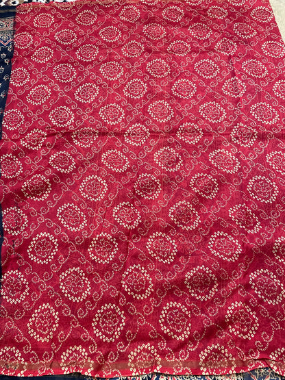 Black and Red Ajrakh Chanderi Silk Cotton