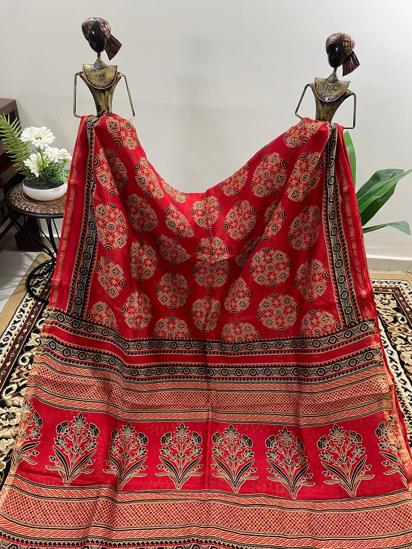 Red Ajrakh Chanderi Silk Cotton