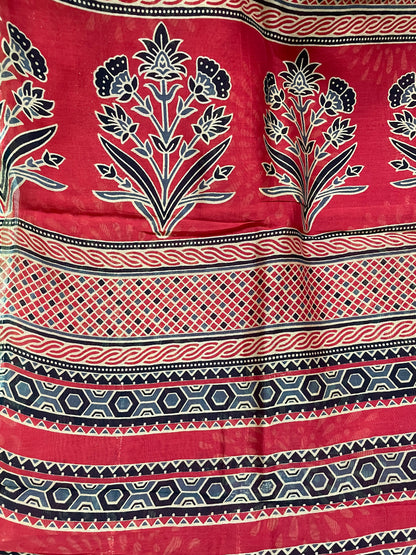 Red Ajrakh Chanderi Silk Cotton