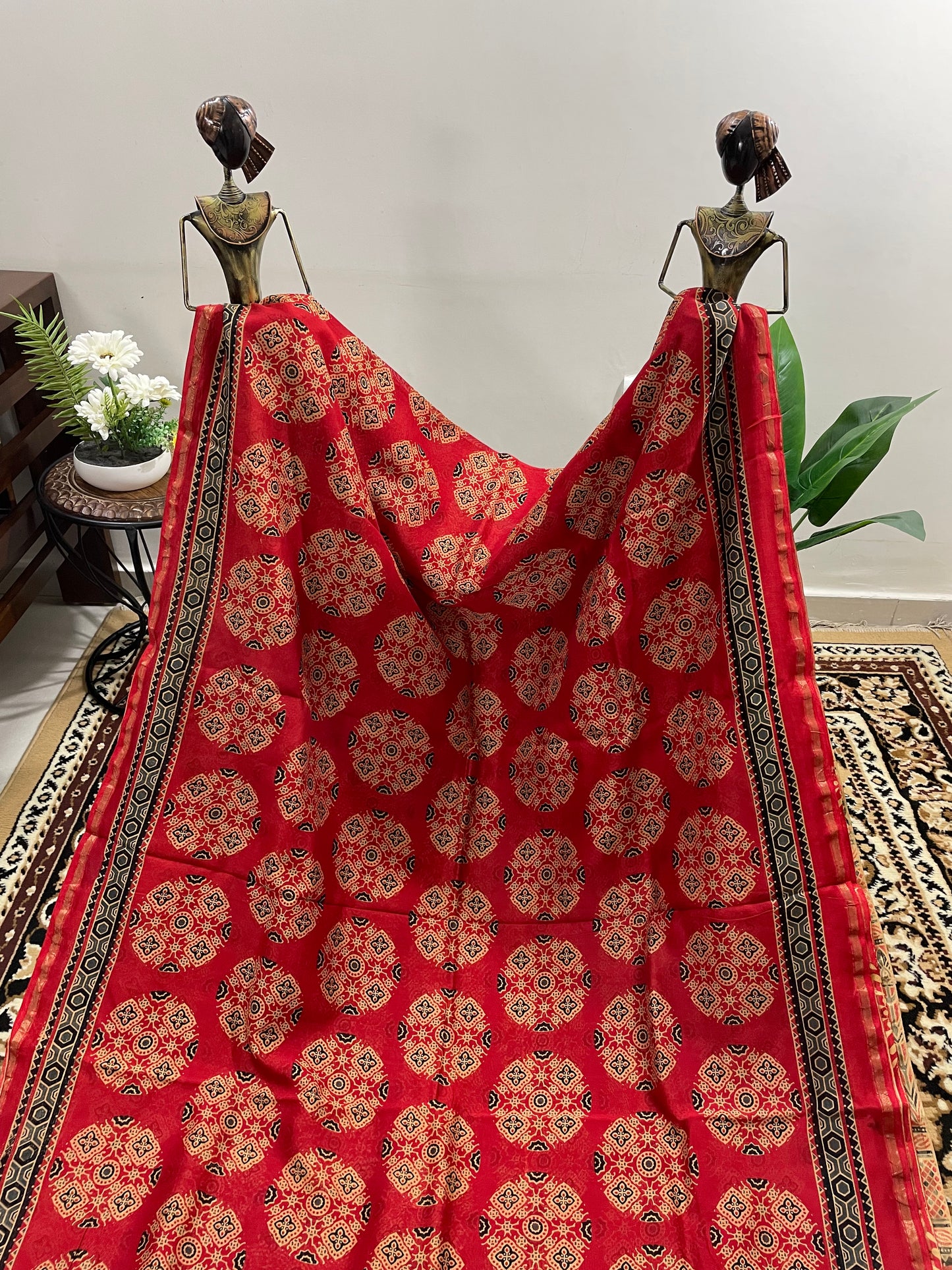 Red Ajrakh Chanderi Silk Cotton