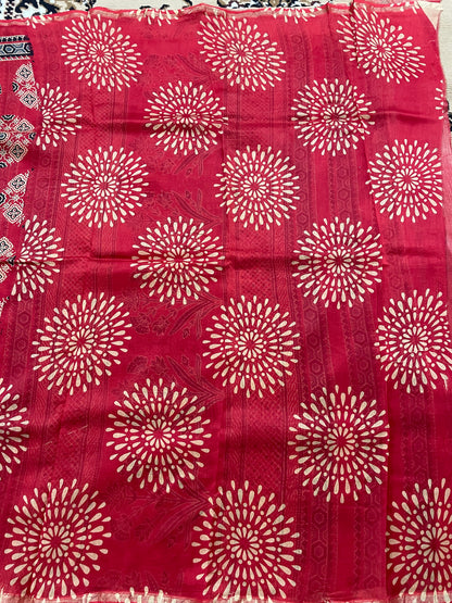 Red Ajrakh Chanderi Silk Cotton