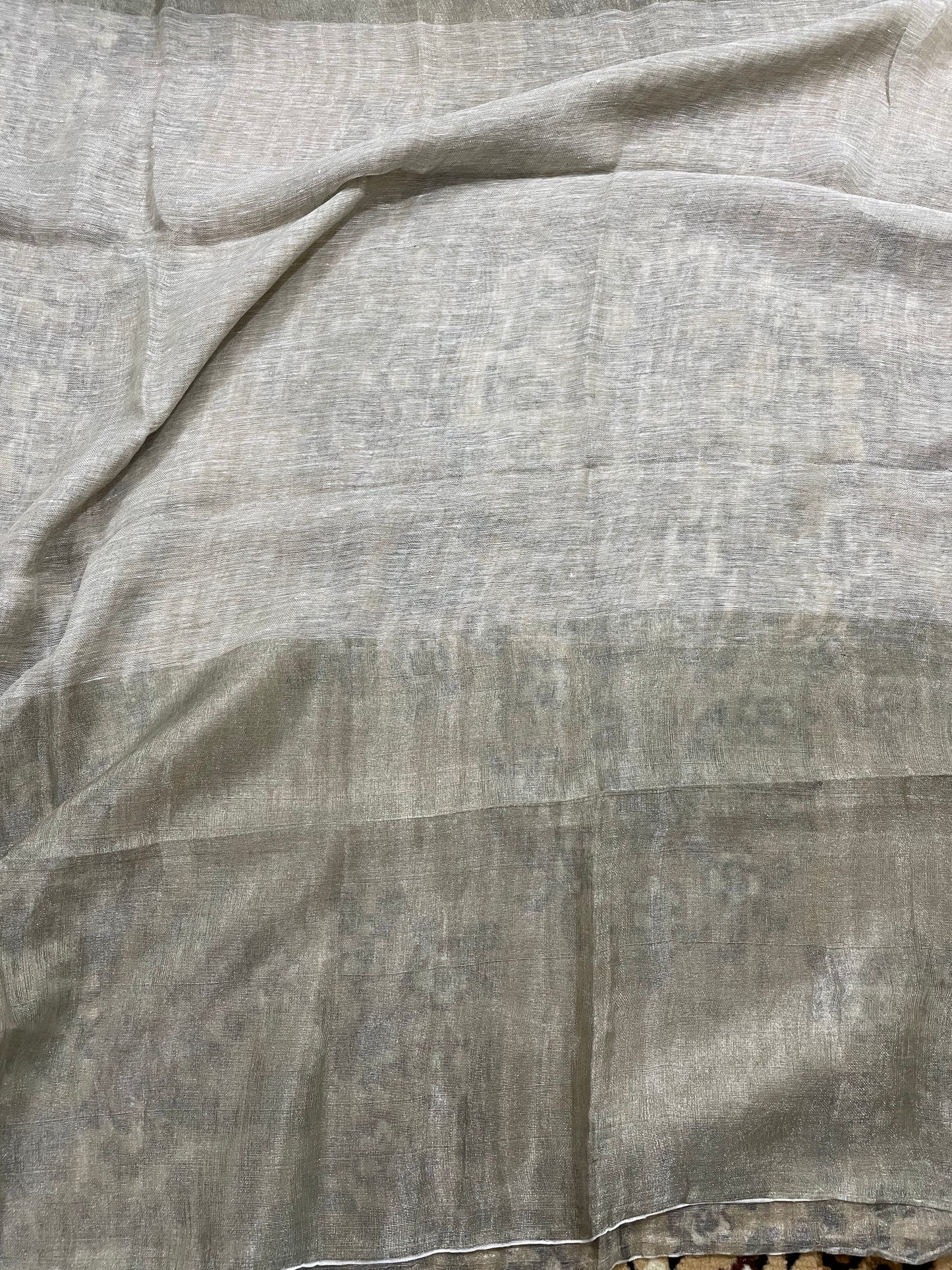 English Grey Tissue Linen Saree