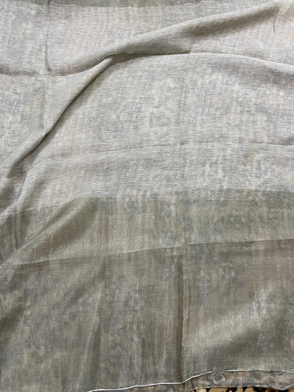 English Grey Tissue Linen Saree