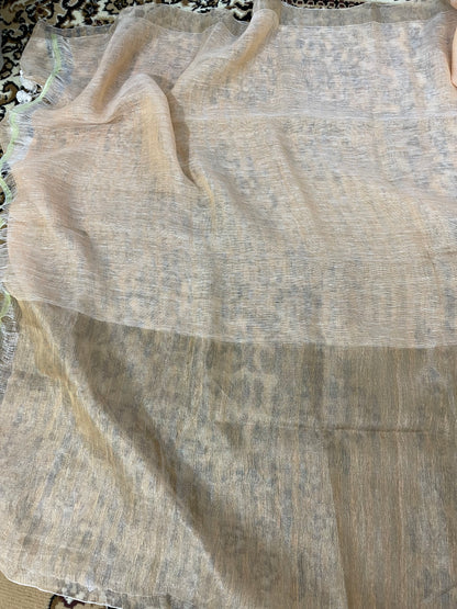 Pale Peach Tissue Linen Saree