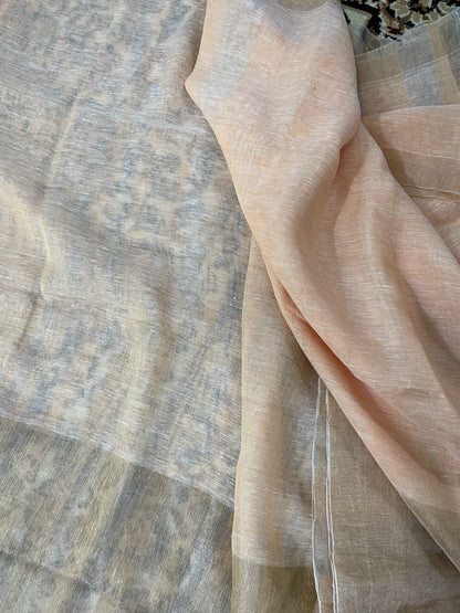 Pale Peach Tissue Linen Saree