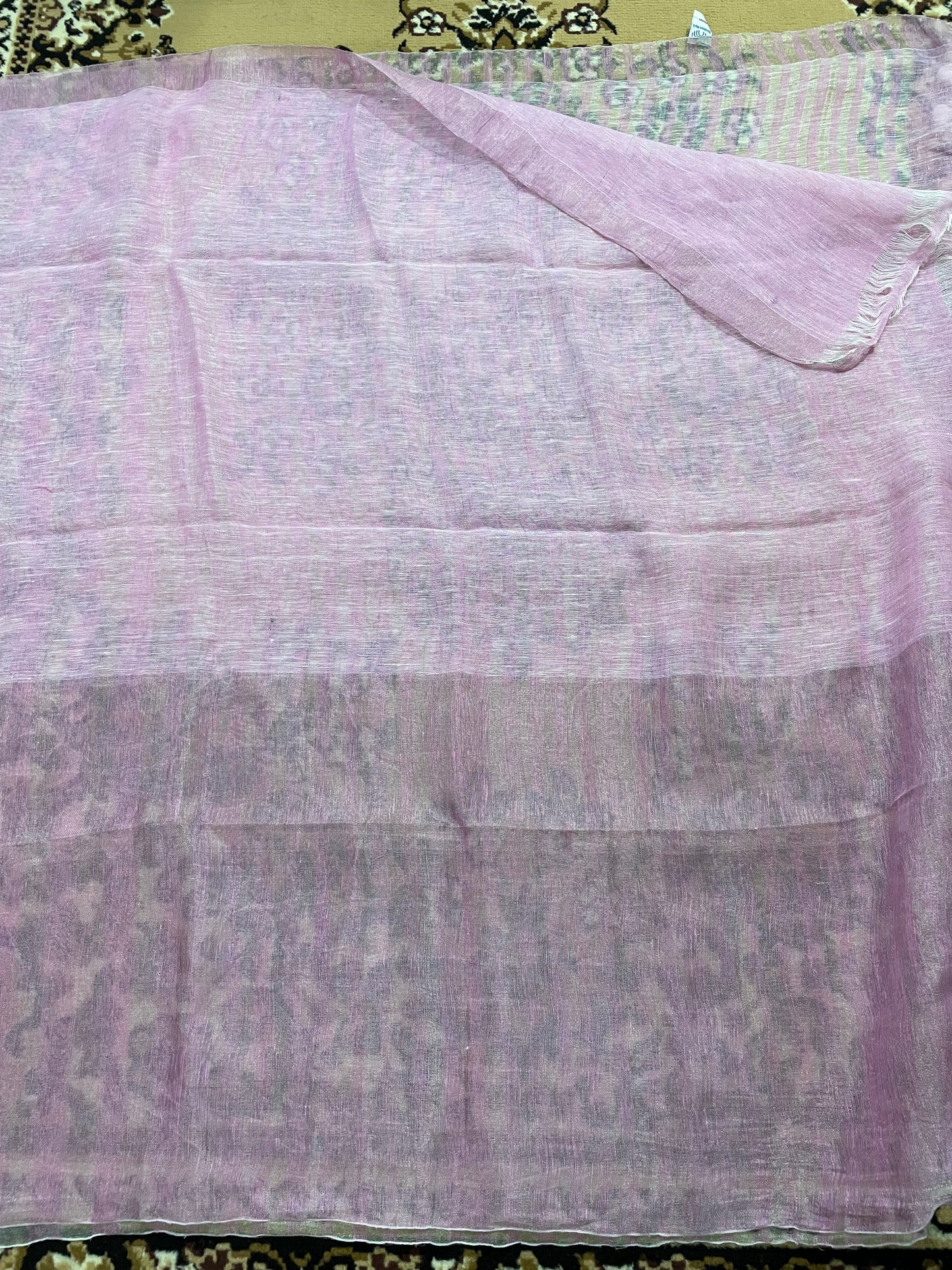 Bubblegum Pink Tissue Linen Saree