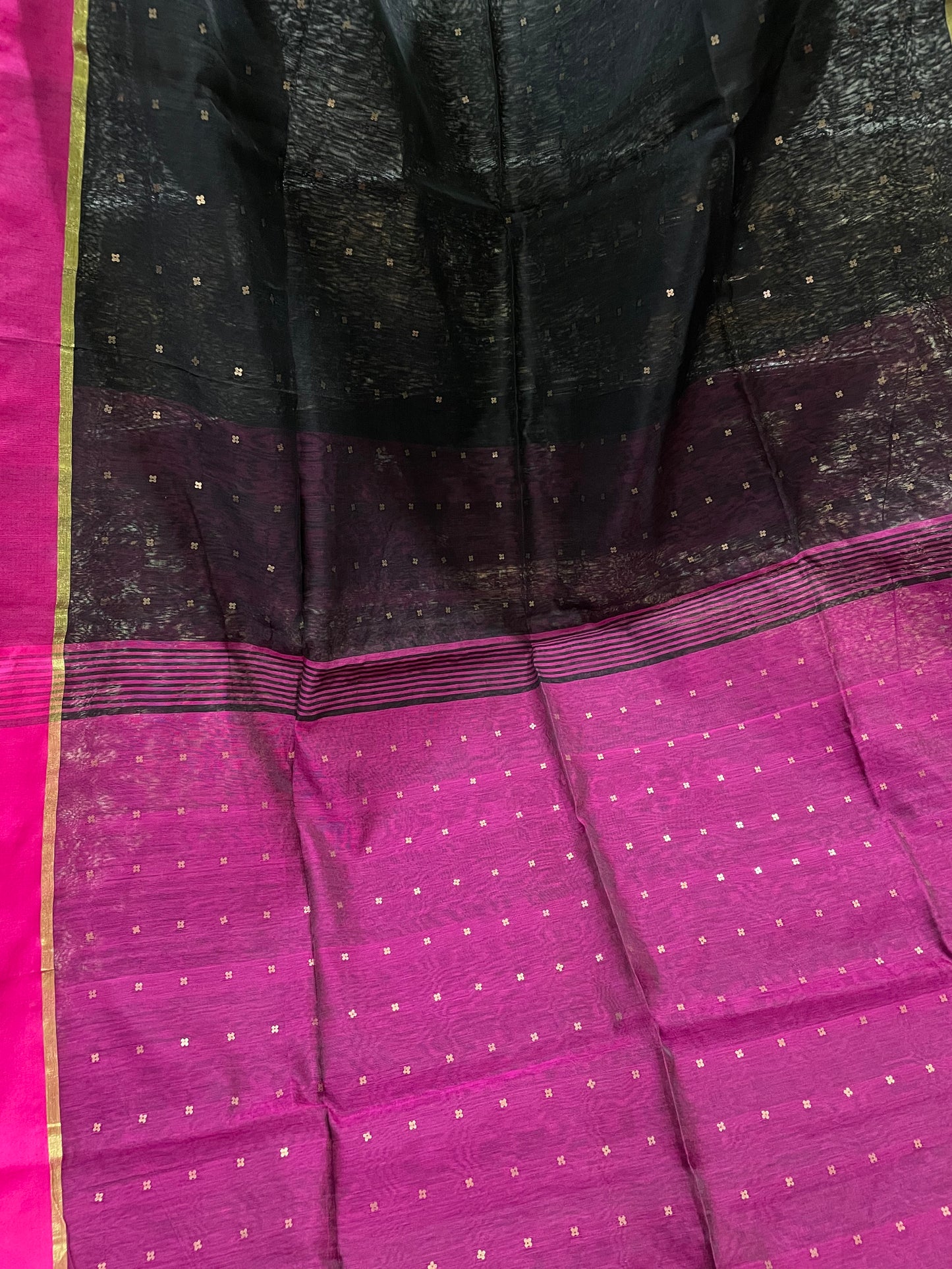 Black and Magenta Blended Cotton with Sequins