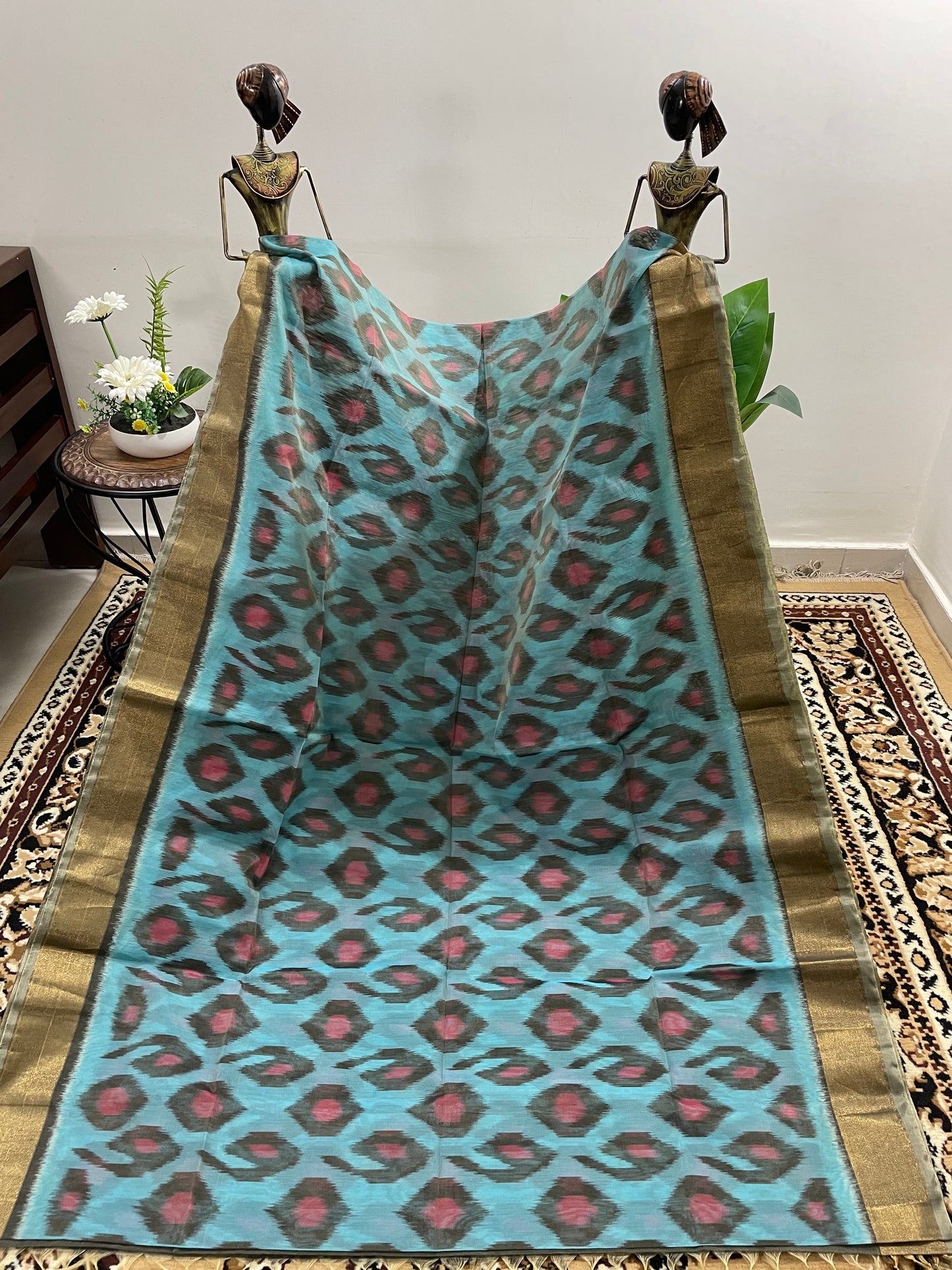 Sky Blue Pochampally Silk Cotton