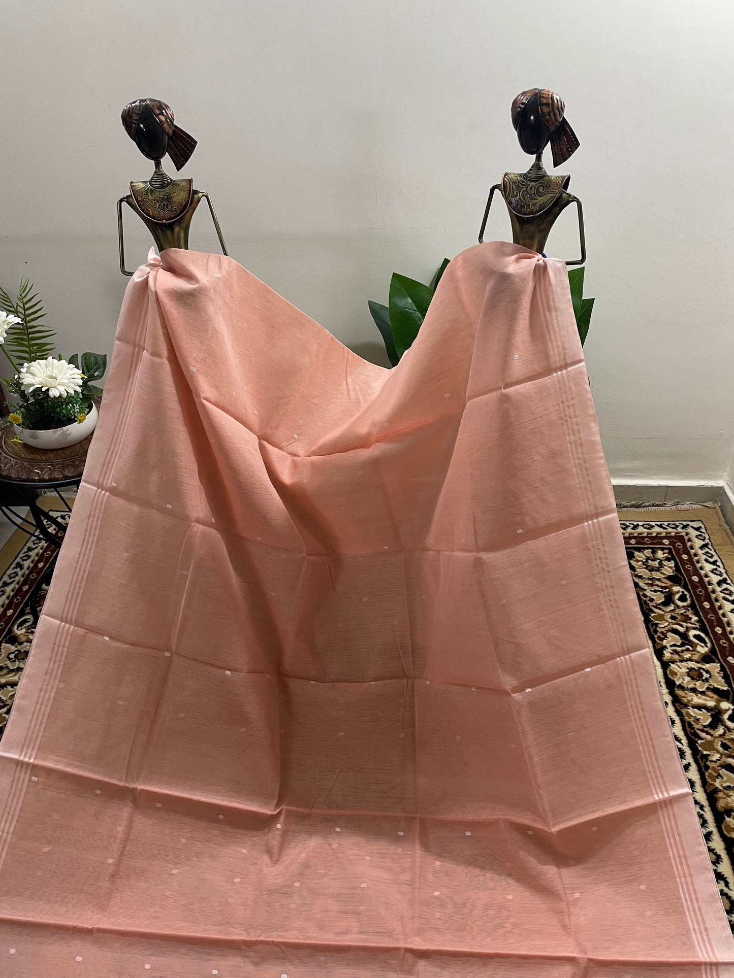 Peach Chanderi Silk Cotton