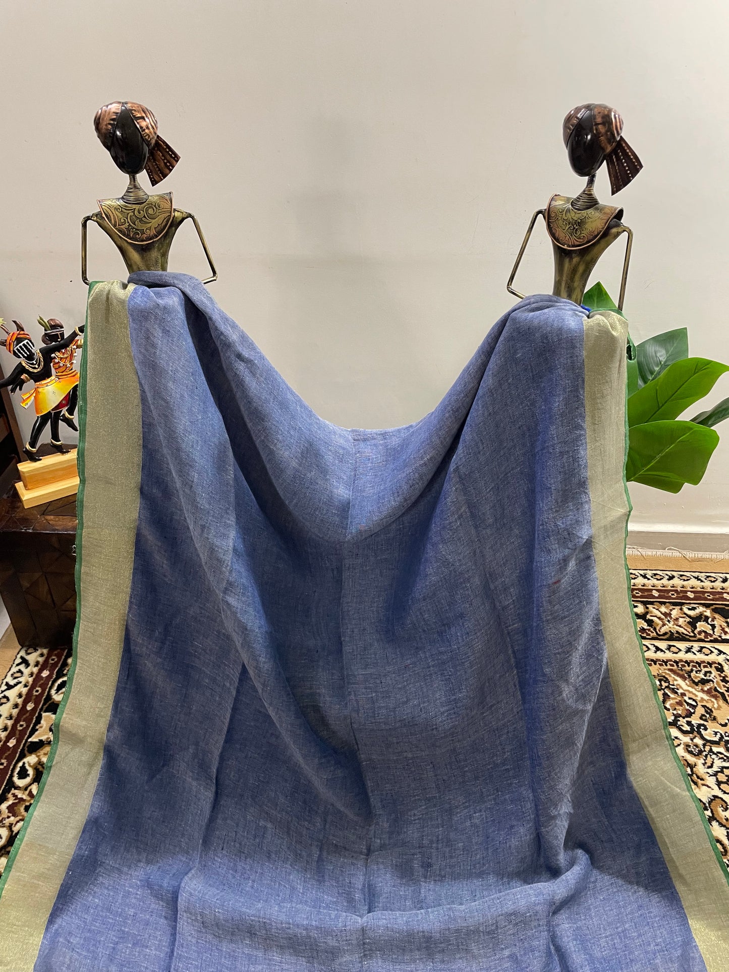 Yale Blue Pure Linen Saree