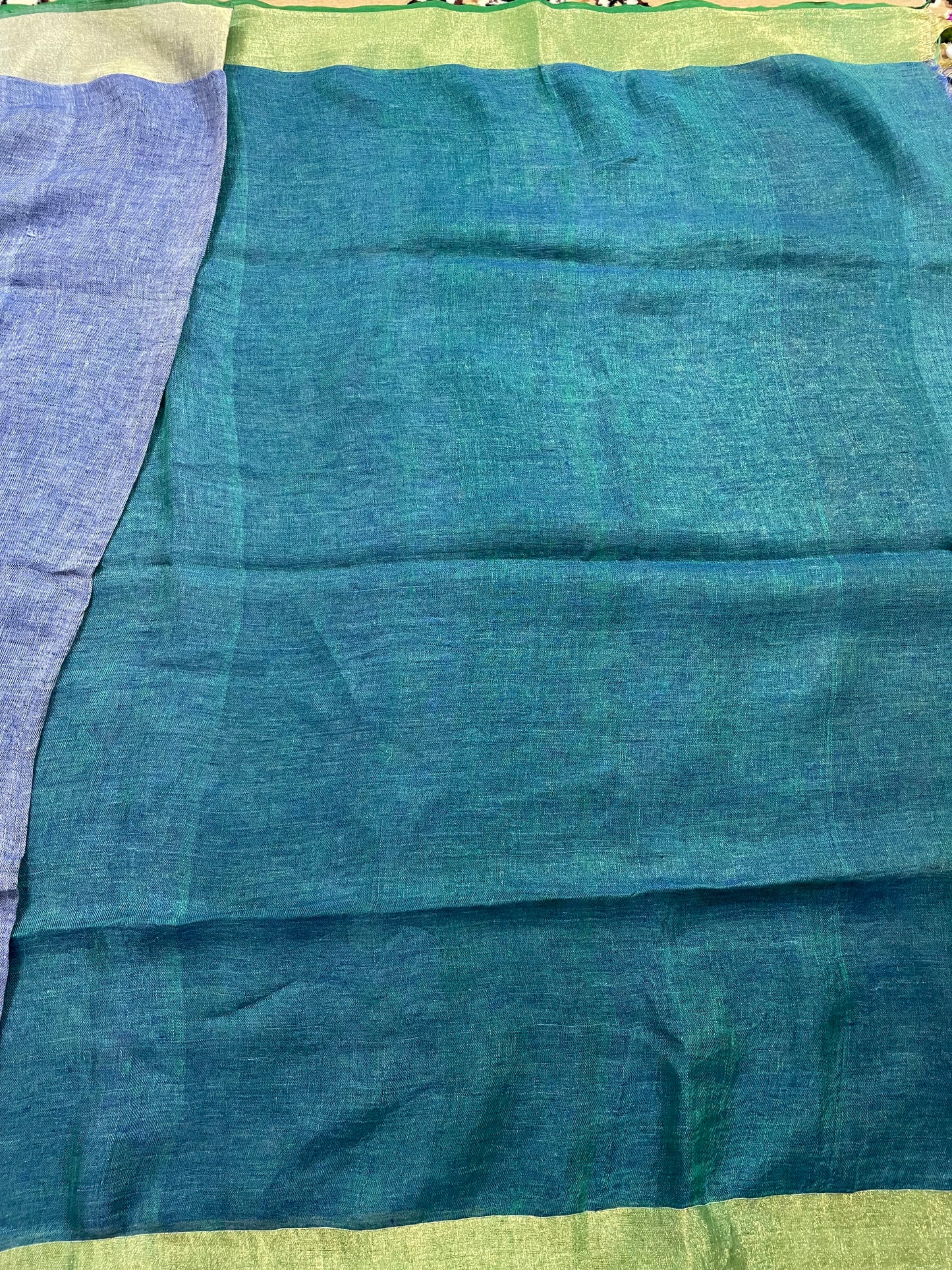 Yale Blue Pure Linen Saree