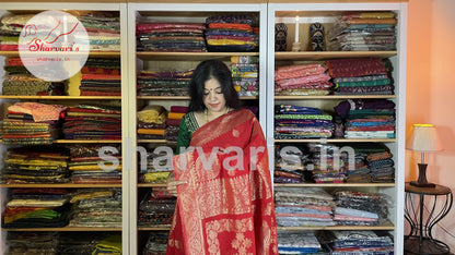 Red Banarasi Semi Khaddi Georgette Saree