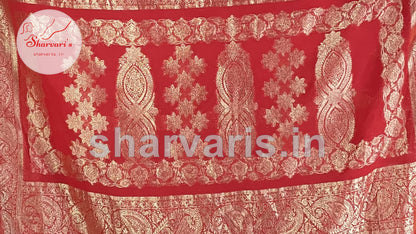 Red Banarasi Semi Khaddi Georgette Saree