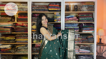 Bottle Green Muga Katan Semi Silk Saree