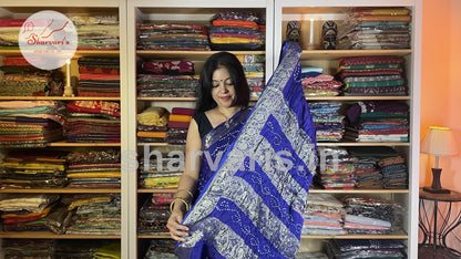 Royal Blue Bandhani Lightweight Silk Saree with Zari Borders and Pallu