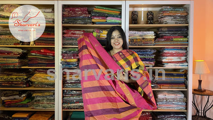 Multi Color Checks Arani Semi Silk Saree with Checks and Buttas