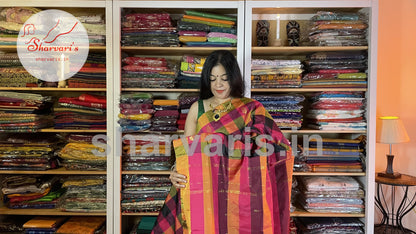 Multi Coloured Arani Semi Silk Saree with Checks and Buttas