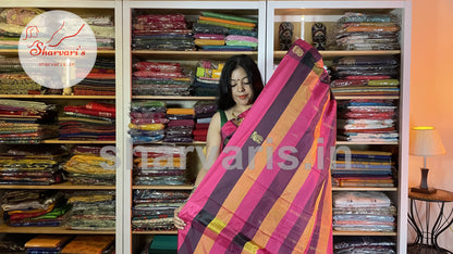 Multi Color Arani Semi Silk Saree with Checks and Buttas