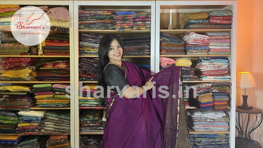 Globe Amaranth Maheshwari Silk Cotton Saree with Ghicha Pallu