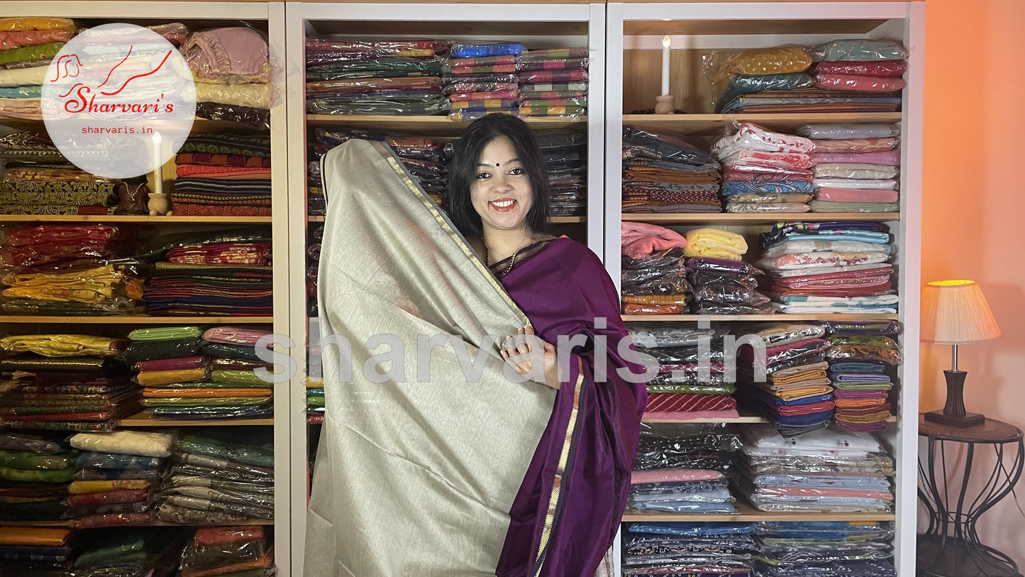 Globe Amaranth Maheshwari Silk Cotton Saree with Ghicha Pallu