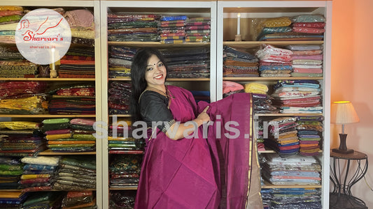 Magenta Maheshwari Silk Cotton Saree with Ghicha Pallu