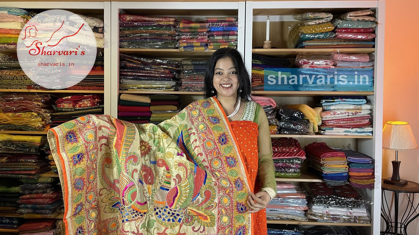 Orange Bandini Dress Material with Phulkari Dupatta