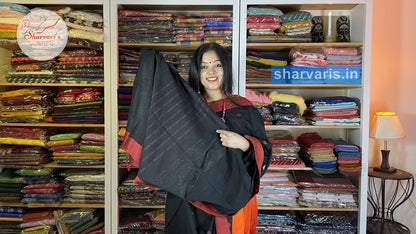 Black and Red Baluchari Cotton Saree with Superior Pallu