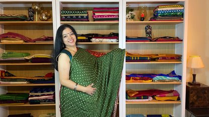 Pine Green Ajrakh Bandhani Modal Silk Saree