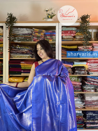 Indigo Kubera Pattu/ Semi Silk Saree