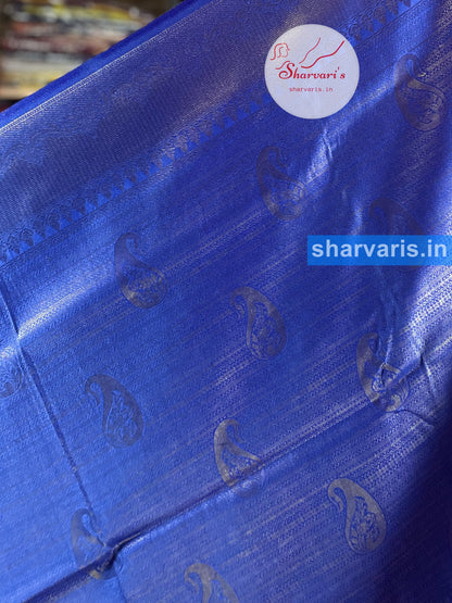 Indigo Kubera Pattu/ Semi Silk Saree