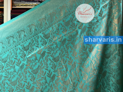 Teal Blue and Dark Purple Kubera Pattu/Semi Silk Saree