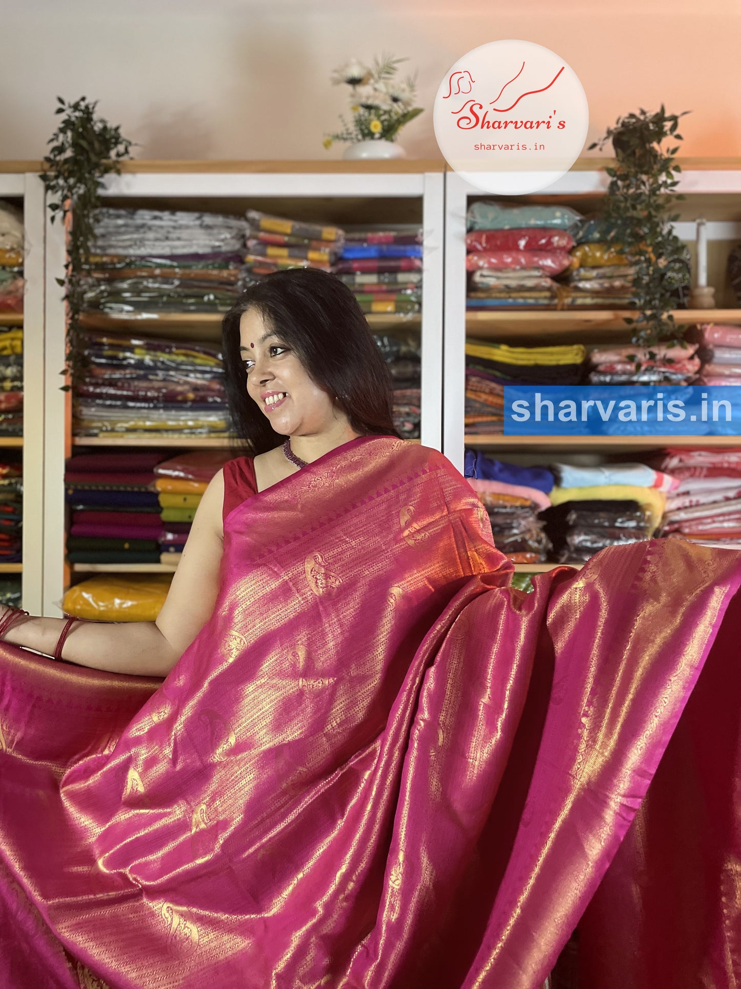 Fuchsia Pink Kubera Pattu/ Semi Silk Saree