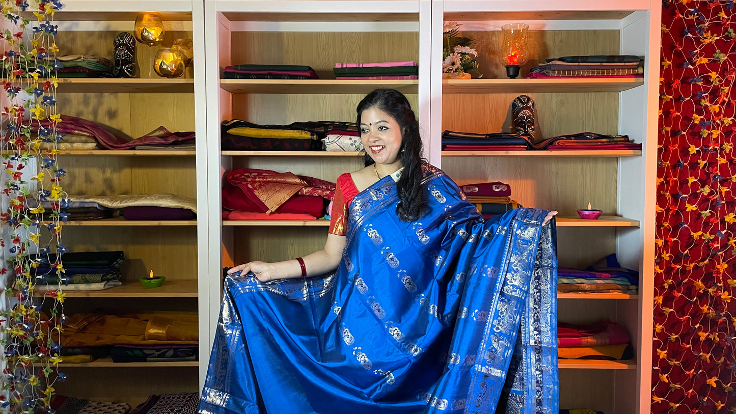 Azure Blue Swarnachari silk