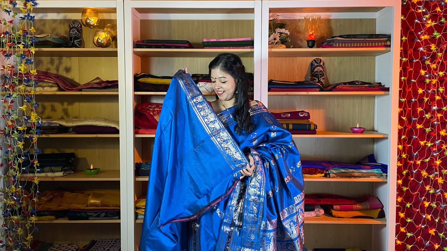 Azure Blue Swarnachari silk