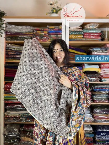 Magenta and Peacock Blue Kalamkari Cotton Saree