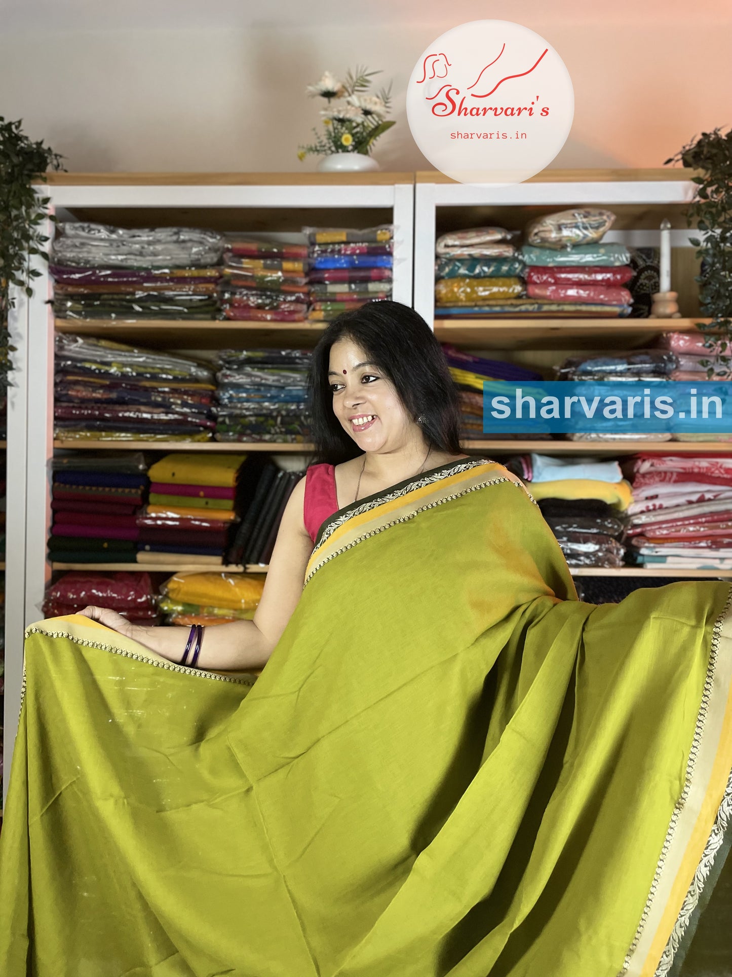 Olive Green Soft Bengal Cotton Saree with Premium Thread Work