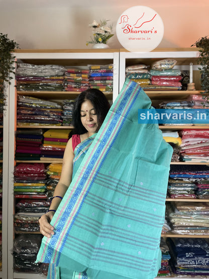 Teal Green Bengal Cotton Saree