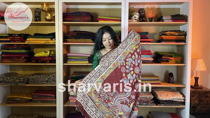 Maroon Pure Georgette Saree with Chikankari Borders