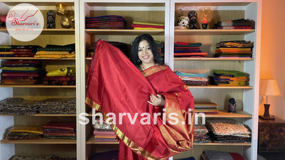 Pure Red and Gold 2 gm Zari Kanchipuram Silk Saree