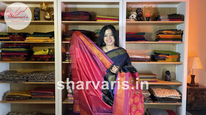 Greyish Black Uppada Soft Silk Saree with Pochampally Motifs