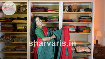 Green and Red Pure Gadwal Silk Saree