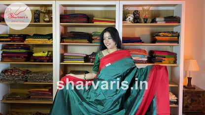 Green and Red Pure Gadwal Silk Saree