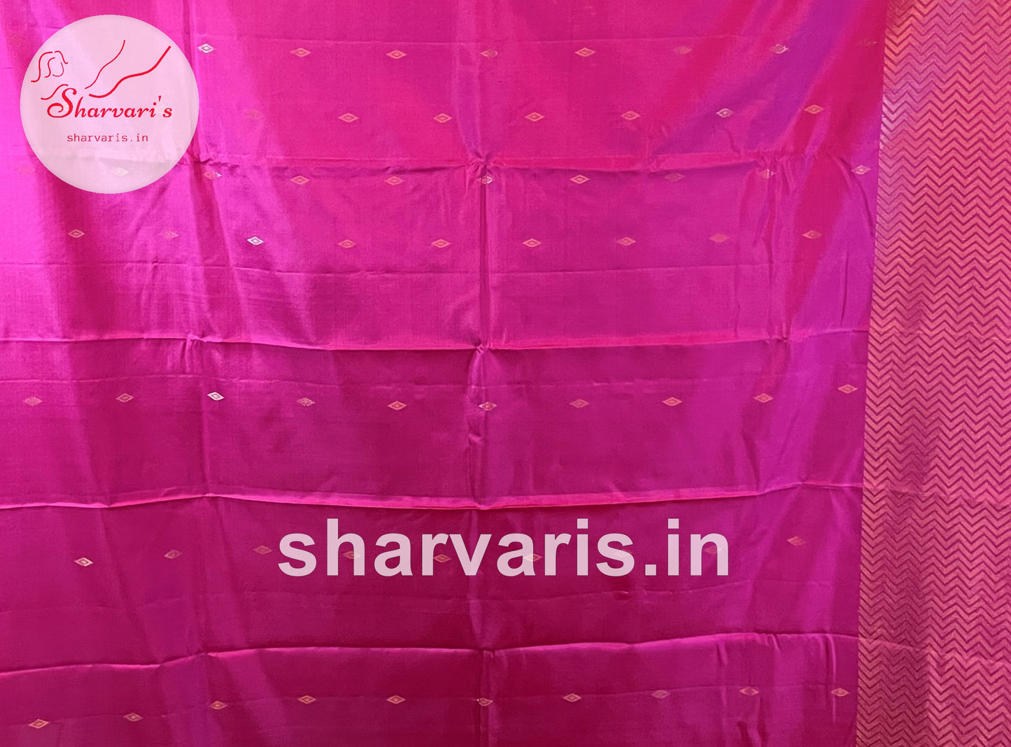 Fuchsia Pink Pure Kanchipuram Silk Saree with Gold Zari Motifs