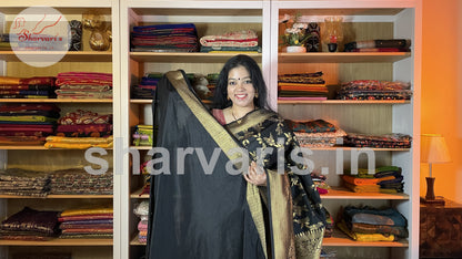 Black and Gold Banarasi/Vivaaha Silk Saree with Jaal Work