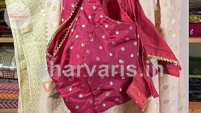 Pastel Peach Banarasi Khaddi Georgette Sari with Minakari Weaving