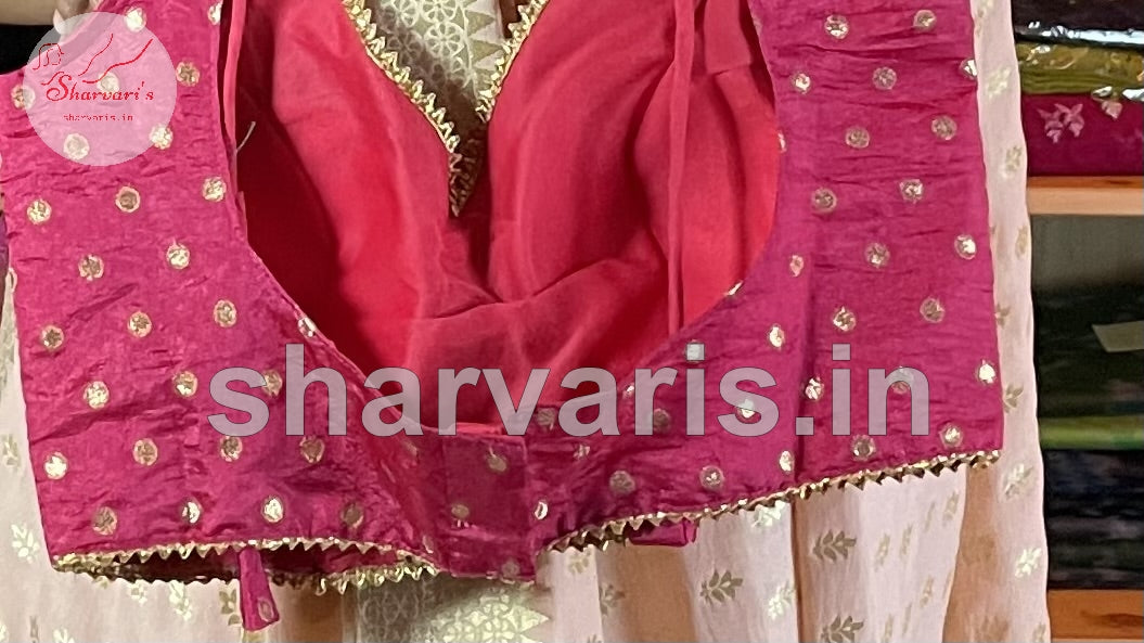 Pastel Peach Banarasi Khaddi Georgette Sari with Minakari Weaving